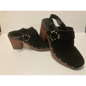 Korks Womens Leather Slingback Clog Sandals11 M Black